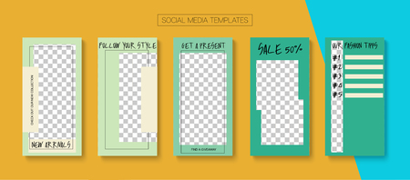 Editable Stories Abstract Vector Layout. Blogger Social Media Comments Phone Template. Brand Social Media Fashion, Shop Now, New Arrivals Photo Frames Set. Nice Stories Layoutのイラスト素材