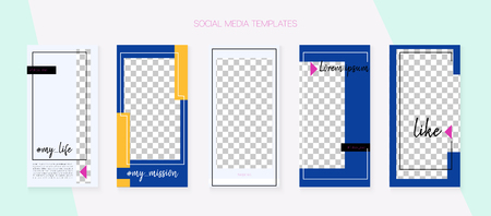 Social Media Stories SMM Template. Graphic Phone Design Pack. Tech App Kit, White Grey Rich VIP Geometric Cover Patterns. Concept Vector Set.  Social Media Stories Collectionのイラスト素材