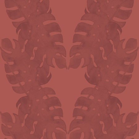 Monstera Leaves Vintage Tropical Watercolor Seamless Summer Pattern. Exotic Jungle Cool Boho Fashion Textile Design. Bohemian Grunge Hipster Hand Painted Sketch Tropical Summer Pattern Modern Designの写真素材