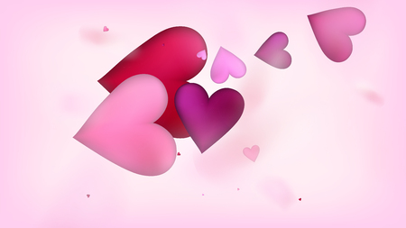Flying Hearts Vector Confetti. Valentines Day Wedding Pattern. Rich VIP Gift, Birthday Card, Poster Background Valentines Day Decoration with Falling Down Hearts Confetti. Beautiful Pink Sparklesのイラスト素材