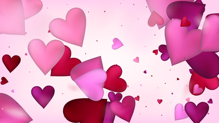 Falling Hearts Vector Confetti. Valentines Day Wedding Pattern. Rich VIP Gift, Birthday Card, Poster Background Valentines Day Decoration with Falling Down Hearts Confetti. Beautiful Pink Glitterのイラスト素材