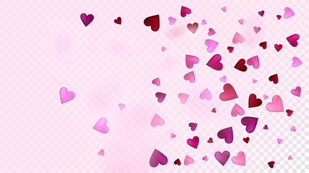 Falling Hearts Vector Confetti. Valentines Day Wedding Pattern. Modern Gift, Birthday Card, Poster Background Valentines Day Decoration with Falling Down Hearts Confetti. Beautiful Pink Glitterのイラスト素材