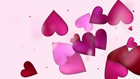 Realistic Hearts Vector Confetti. Valentines Day Wedding Pattern. Luxury Gift, Birthday Card, Poster Background Valentines Day Decoration with Falling Down Hearts Confetti. Beautiful Pink Scatterのイラスト素材