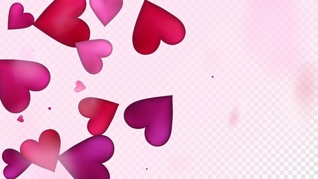 Flying Hearts Vector Confetti. Valentines Day Romantic Pattern. Modern Gift, Birthday Card, Poster Background Valentines Day Decoration with Falling Down Hearts Confetti. Beautiful Pink Frameのイラスト素材