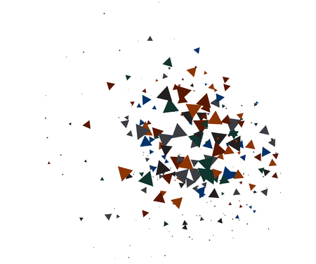 Cool Explosion, Broken Glass, Vector Grunge Blast, Falling Triangle Fragments, Dirty Shatter Concept. Mud, Burst, Boom, Bang Textured Background. Green, Brown Shatter Particles Isolated. Moving Galaxyのイラスト素材