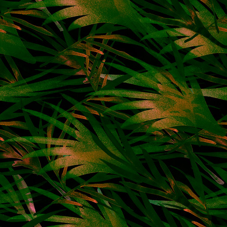 Tropical Seamless Summer Pattern Leaves. Watercolor Painted Botanical Background. Fluid Jungle Palm Leaves Texture. Trendy Fashion Fabric Textile Design. Cool Vintage Tropical Seamless Summer Pattern.の写真素材