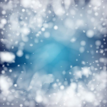 Blue Realistic Vector Snowfall. Holidays Background, Christmas, New Year Sky. Realistic Snowfall Texture, Flying Snowflakes Overlay. Random Dots, Storm Sky, Frost Effect Magic Ice Square Frame.のイラスト素材