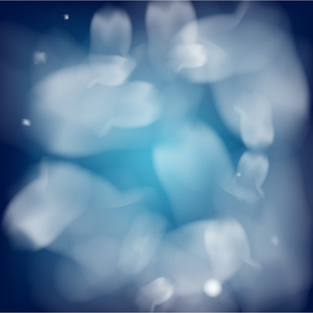 Realistic Snowfall Vector on Blue. Christmas, New Year Ad, Flyer, Card Background. Realistic Snowfall Texture, Flying Snowflakes Overlay. Christmas Dots Frame, Ice, Storm, Frost Effect Vector Border.のイラスト素材