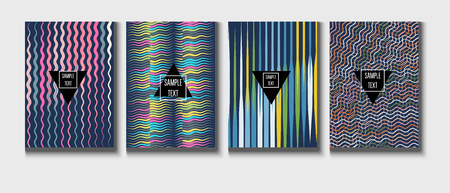 Minimal Covers Set. A4 Vector Business Folders Templates. Colored Trendy Modern Business Covers Set. Neon Bright Glam and Glitch Background Collection. Futuristic Branding, Modern Tech Design.のイラスト素材