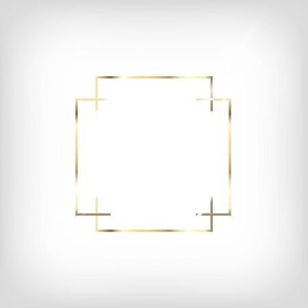 Rich Gold Christmas or Wedding Frame. Gradient Copper Metal Foil. Golden Anniversary Border. Wedding, Christmas Gold Shape. Premium Geometric Platinum Design. Luxury VIP New Year, Gift Certificate.のイラスト素材