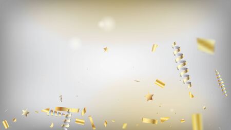 Modern Fireworks Glitter Confetti Card Background. Horizontal Shiny Bokeh Background. Gold Fireworks Glitter Confettiのイラスト素材