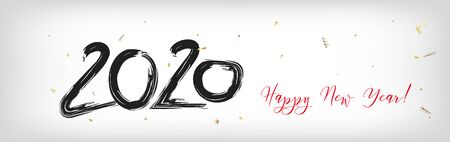 2020 White Black Red Horizontal Vector Banner. Textured Shape New Year, Christmas Music Party...
