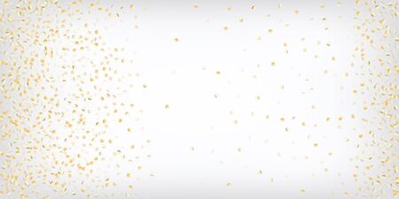 Gold, Silver Rich Falling Bokeh Confetti. Sparkling Winter Frame. VIP Gold, Silver Lights, Sparkles, Gradient Tinsel Confetti. Elegant Premium New Year Christmas Celebration Vector Background.のイラスト素材