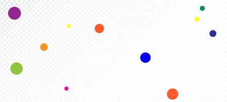 Rainbow Confetti Modern Vector Background. Christmas, New Year, Birthday Sparkle Decoration. Falling Down Shiny Circles Frame. Carnival Motion Garland. Rainbow Confetti Falling. Holiday Celebrationのイラスト素材