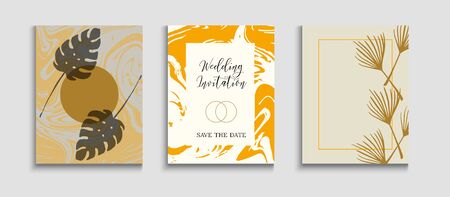 Abstract Hipster Vector Flyers Set. Japanese Style Invitation. Hand Drawn Asian Background. Simple...