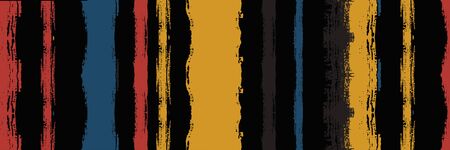 Funky Vertical Stripes Seamless Background. Dirty Distress Trace. Autumn Winter Bright Fashion Print. Torn Vector Watercolor Paint Lines. Paintbrush Lines Texture. Spring Summer Graffiti Stripes.のイラスト素材