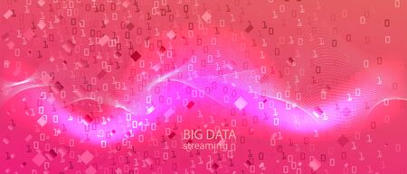 Equalizer Music Vector Wallpaper. Fractal Liquid Data Punk Futuristic Slide. Neon Tech Colorful Trendy Design. Purple Blue Pink Background. Matrix Falling Binary Code. Equalizer Music Bannerのイラスト素材