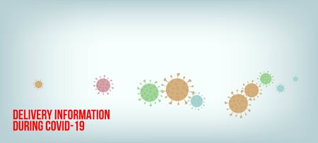 Delivery During COVID-19 Banner. Flat Cartoon Coronavirus Medical Banner. Business Information During Coronavirus Quarantine. Delivery During COVID-19 Banner. Virus Protection Flat Corona Web Page.のイラスト素材