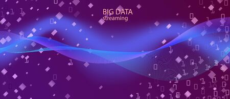 Big Data Cyber Vector Wallpaper. Technology Colorful Minimal Design. Blue Pink Purple Background. Matrix Falling Binary Code. Digital Futuristic Slide. Fractal Liquid Glow Big Data Cyber Bannerのイラスト素材