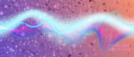 Cyber Monday Vector Equalizer. Matrix Flying Binary Code. Blue Purple Pink Background. Fractal Liquid Glow Computing Funky Trendy Template. Digital Equalizer Slide. Cyber Monday Bannerのイラスト素材