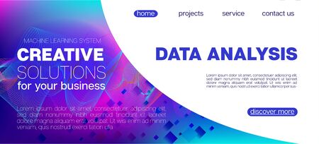 Falling Particles Distressed Purple Vector. Data Analytics Cool Banner. Pink Blue Purple Futuristic Gradient Overlay. Big Data Neon Wallpaper. 3D Fluid Shapes Layout. Abstract Geometric Background.のイラスト素材