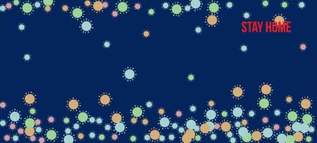 Stay Home Quarantine Banner. Flat Cartoon Coronavirus Medical Banner. Business Information During Coronavirus Quarantine. Stay Home Quarantine Banner. Virus Protection Flat Corona Web Page.のイラスト素材
