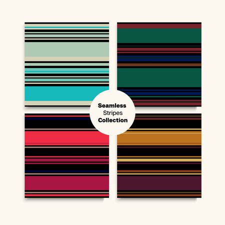 Sailor Stripes Seamless Design Set. Childrens Male Female Seamless Stripes Pattern. Training Suit Lines Autumn Spring Hipster Fashion Fabric. Vintage Fashion Background Elegant Lines Endless Texture.のイラスト素材