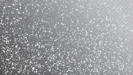 Falling Snow on Gray, Vector. Winter Holidays Storm Background. Advertising Frame, New Year, Christmas Weather. Falling Snowflakes, Night Sky. Elegant Scatter, Grunge White Glitter. Cold Falling Snowのイラスト素材