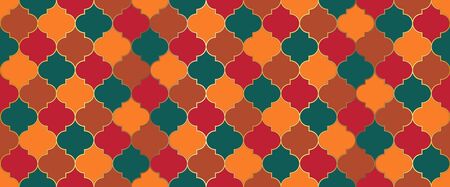 Seamless Moroccan Mosaic Ornament. Moroccan Seamless Design Arabic Mosque Window Shape. Ramadan Kareem Islam Decoration. Ramadan Traditional Golden Mosque Motif. Eid Mubarak Islamic Background.のイラスト素材
