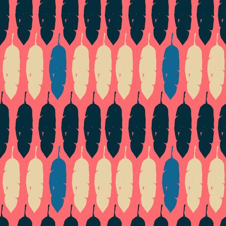 Funky Tropical Vector Seamless Pattern. Painted Floral Background. Cool Summer Fabrics. Dandelion Feather Banana Leaves Monstera Tropical Seamless Pattern. Elegant Male Shirt Female Dress Texture.のイラスト素材