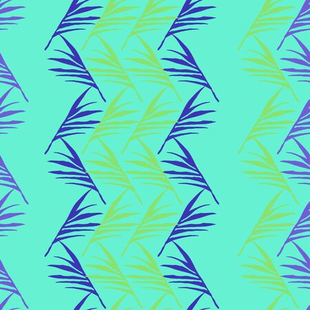 Funky Tropical Vector Seamless Pattern. Elegant Male Shirt Female Dress Texture. Painted Floral Background. Feather Dandelion Monstera Banana Leaves Tropical Seamless Pattern. Chic Summer Fashion.のイラスト素材