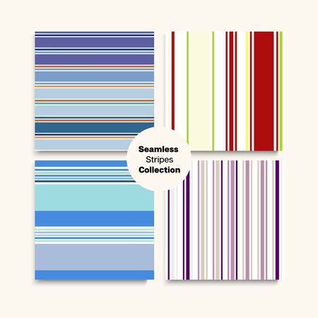 Sailor Stripes Seamless Pattern Set. Hipster Fashion Background Spring Autumn Trendy Fashion Fabric. Swimming Suit Lines Retro Lines Endless Design. Childrens Male Female Seamless Stripes Texture.のイラスト素材