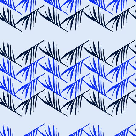 Funky Tropical Vector Seamless Pattern. Banana Leaves Feather Monstera Dandelion Tropical Seamless Pattern. Beautiful Male Shirt Female Dress Texture. Fine Summer Fabrics. Drawn Floral Background.のイラスト素材