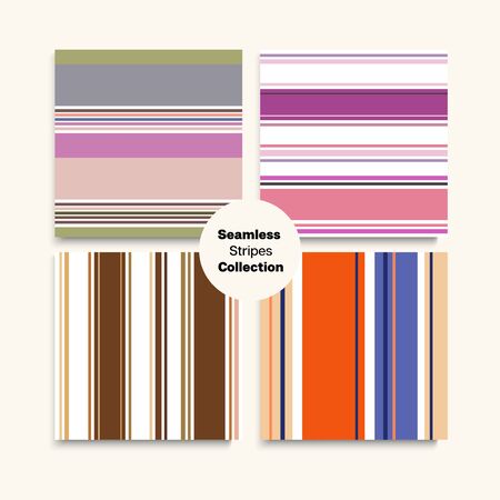 Sailor Stripes Seamless Pattern Set. Summer Autumn Funky Fashion Fabric. Elegant Lines Endless Design. Female Male Childrens Seamless Stripes Texture. Trendy Fashion Background Training Suit Linesのイラスト素材