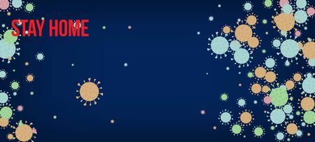 Stay Home Quarantine Banner. Flat Cartoon Coronavirus Medical Banner. Business Information During Coronavirus Quarantine. Stay Home Quarantine Banner. Virus Protection Flat Corona Web Page.のイラスト素材