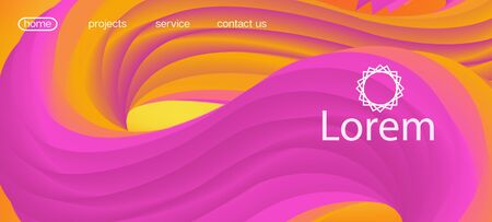 Futuristic Vibrant Gradient Wallpaper. Landing Page, Orange, Pink Background. Funky Liquid Shape Banner. Neon Color Website Template. 3d Fluid Lucid Vector Background. Dynamic Motion Trendy Wave.のイラスト素材