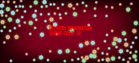 Delivery During COVID-19 Banner. Business Information During Coronavirus Quarantine. Virus Protection Flat Corona Web Page. Delivery During COVID-19 Banner. Flat Cartoon Coronavirus Medical Poster.のイラスト素材