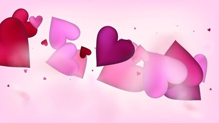 Falling Hearts Vector Confetti. Valentines Day Romantic Pattern. Beautiful Pink Glitter Valentines Day Decoration with Falling Down Hearts Confetti. Luxury Gift, Birthday Card, Poster Backgroundのイラスト素材