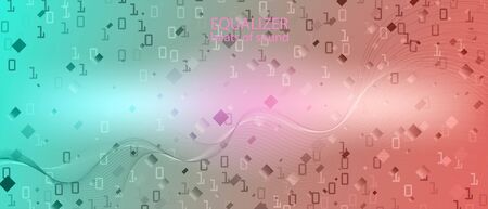 Big Data Sales Vector Wallpaper. Blue Pink Purple Background. Cyber Futuristic Slide. Fractal Liquid Data Technology Grunge Trendy Layout. Matrix Falling Binary Code. Big Data Sales Bannerのイラスト素材