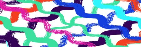 Cool Wavy Zigzag Stripes Vintage Pattern. Dirty Vector Watercolor Paint Lines. Autumn Winter Trendy Fashion Fabric. Summer Spring Graffiti Stripes. Gouache Ink Lines Texture. Cool Distress Trace.のイラスト素材