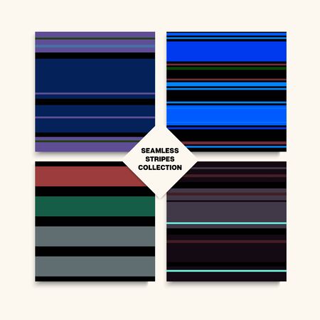 Sailor Stripes Seamless Texture Set. Vintage Fashion Background Trendy Lines Endless Design. Summer Autumn Modern Fashion Textile. Training Suit Lines Childrens Male Female Seamless Stripes Pattern.のイラスト素材