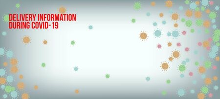 Delivery During COVID-19 Banner. Business Information During Coronavirus Quarantine. Flat Cartoon Coronavirus Medical Design. Delivery During COVID-19 Banner. Virus Protection Flat Corona Web Page.のイラスト素材