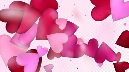 Falling Hearts Vector Confetti. Valentines Day Romantic Pattern. Elegant Gift, Birthday Card, Poster Background Valentines Day Decoration with Falling Down Hearts Confetti. Beautiful Pink Designのイラスト素材