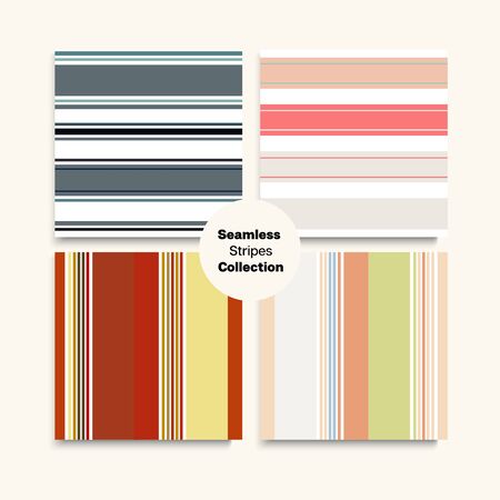 Sailor Stripes Seamless Pattern Set. Hipster Lines Endless Design. Vintage Fashion Background Business Suit Lines Female Male Childrens Seamless Stripes Texture. Winter Autumn Trendy Fashion Fabric.のイラスト素材