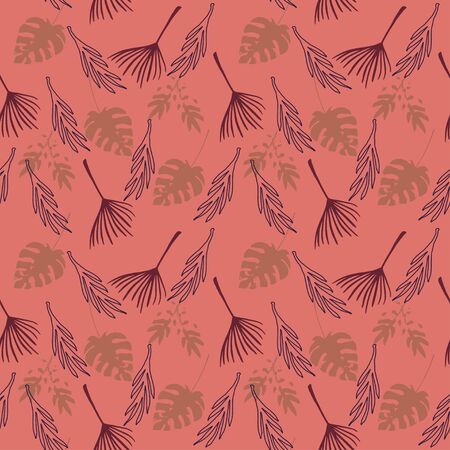 Hipster Tropical Vector Seamless Pattern. Banana Leaves Monstera Dandelion Feather Tropical Seamless Pattern. Elegant Male Shirt Female Dress Texture. Painted Floral Background. Nice Summer Textile.のイラスト素材