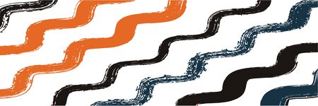Cool Wavy Zigzag Stripes Vintage Pattern. Hand Painted Lines Banner. Dirty Vector Watercolor Paint Lines. Summer Spring Graffiti Stripes. Torn Distress Trace. Autumn Winter Funky Fashion Fabric.のイラスト素材