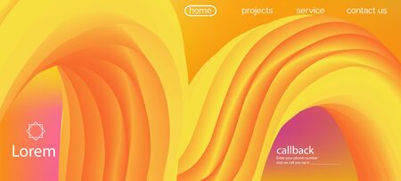 Neon Color Website Design. Landing Page, Orange, Pink Background. 3d Fluid Vibrant Vector Background. Futuristic Vivid Gradient Overlay. Funky Liquid Wave Banner. Dynamic Movement Trendy Wave.のイラスト素材