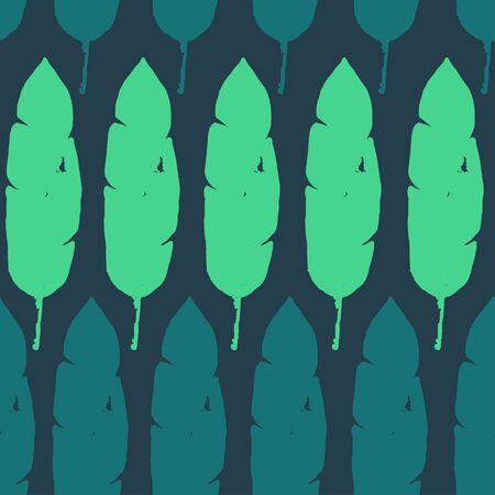 Trendy Tropical Vector Seamless Pattern. Banana Leaves Feather Monstera Dandelion Tropical Seamless Pattern. Fine Summer Fashion. Elegant Male Shirt Female Dress Texture. Drawn Floral Background.のイラスト素材