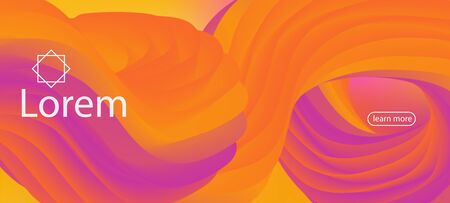 Neon Color Website Design. Landing Page, Orange, Pink Background. Colorful Vivid Gradient Wallpaper. 3d Fluid Vibrant Vector Background. Modern Liquid Shape Banner. Dynamic Movement Trendy Wave.のイラスト素材