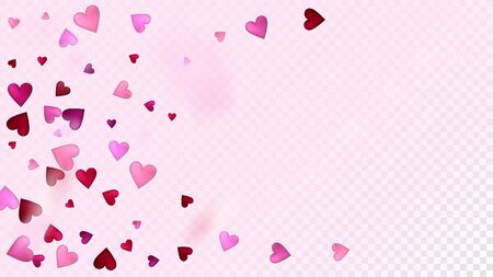 Falling Hearts Vector Confetti. Valentines Day Wedding Pattern. Modern Gift, Birthday Card, Poster Background Valentines Day Decoration with Falling Down Hearts Confetti. Beautiful Pink Glitterのイラスト素材